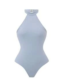 Core Rhythm New Light Blue Women's Fashion Sexy High Neck Sleeveless Tight Fit Sports Jumpsuit - Blue - View 4