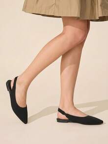 CUCCOO BASICS Women's Pointed Flats, Knitted Material, Comfortable And Breathable Lace-Up Flats, Suitable For Christmas And Spring Shoes - Black 2 - View 5