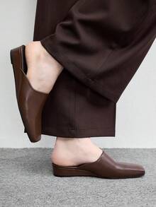 CUCCOO BIZCHIC 女款春夏/秋冬時尚咖啡棕色坡跟鞋，休閒戶外通勤半套腳鞋，適合度假、派對、聚會與宴會 - 咖啡棕 - 查看 4