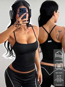 Coolane Women's Y2K Streetwear Style Fashionable Camo Print Tank Top - Black - View 4