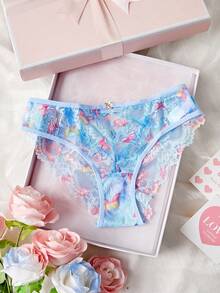 SHEIN 1pc Fashion Lace Women's Triangle Panties - Blue - View 1