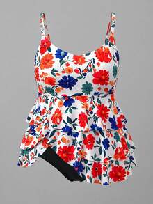 Swim Lushoire 2026 Spring/Summer New Plus Size Tank Style Printed Bikini Swimwear - Multicolor - View 4