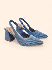CUCCOO BASICS Women's Fashion Fabric Strap-On Thick Heel Thick Sole Pointed Fabric Commuter Lace-Up Sandals, Suitable For Dates, Parties And Holidays, Suitable For - Sky Blue 2 - View 7