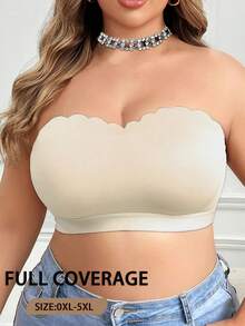 SHEIN Plus Size Wireless Bandeau Bra Single Piece - Yellow - View 3