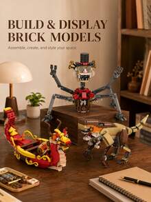 POKOJA LAND 3 Styles Optional Building Block Set Mechanical Spider Monster Dragon Boat Beast Model Bricks Kit Desktop Display Decor DIY Assembly Craft Toy Holiday Present - Multicolor - View 2