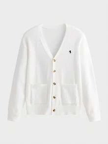 Lornavo Men's Cardigan 100% Cotton High Quality Store Style - White - View 3
