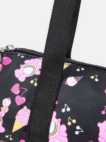 SHEIN X Care Bears 1件多功能字母與卡通圖案單肩包，適合大學生、正式場合、派對及日常出行 - 酒紅色 - 查看 4