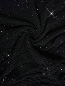 SHEIN LUNE 大尺碼時尚亮片高腰緊身褲 - 黑色 - 查看 6