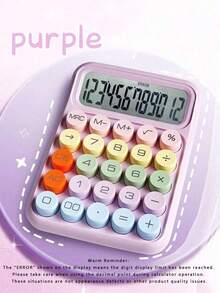 1PC Portable Calculator,Calculator Keypad, Large Screen, Large Keypad, Easy Press, Sweet Color Calculator, Automatic Shutdown, Suitable For Office, School And Home (Battery Not Included), For Stationery, Back To School - Purple - View 4