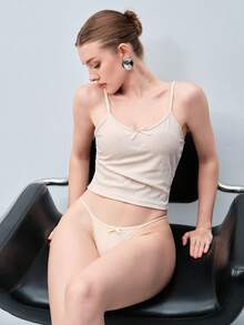 Softvol 3pcs Solid Color Comfortable Silk Blend Women's Thong Panties - Multicolor - View 7