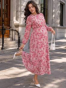 MaterniWear 孕婦全印花休閒日常夏季旅行連身裙 秋季 - 粉色 - 查看 6