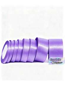 1 Rollo de Cinta de Satén de Poliéster - Caja de Regalo, Caja de Caramelos, Caja de Pastel, Cinta de Decoración de Flores Frescas (Teñida a Máquina con Ligera Diferencia de Color) - Violeta - Ver 1