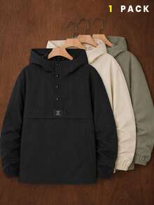 HIMLAND Men's Casual Versatile Hooded Jacket, Spring/Autumn - Black - View 1