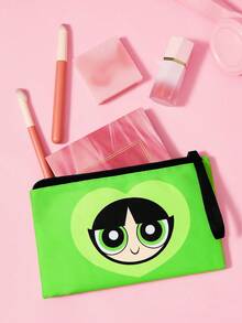 THE POWERPUFF GIRLS X SHEIN 多尺寸卡通便攜化妝包，輕量可水洗聚酯纖維材質附手腕帶，適合收納化妝品與小物品，旅行與日常使用皆宜 - 粉綠藍 - 查看 6