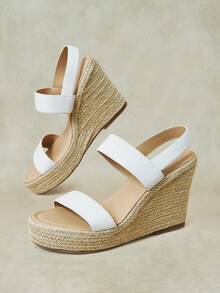 Styleloop Sandalias de plataforma y cuña para mujer - Blanco - Ver 2