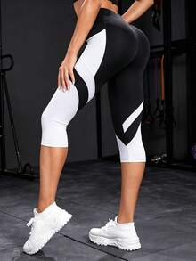 Powerista Women's Striped Colorblock Pocket Athletic Tight-Fitting Cropped Leggings - Multicolor - View 2