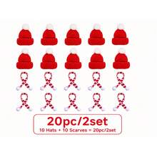 20 Stücke, Mini Weihnachtsmütze, Mini Weihnachtsmütze und Schal Set, Mini Weihnachtsmütze gestrickt, Weihnachtsmannmütze klein für Weihnachts-Weinflaschenhülle, Weihnachtsdekoration, Weihnachtspartys - Mehrfarbig - Übersicht 8