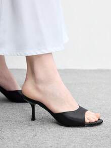 CUCCOO BIZCHIC 女款經典舒適百搭優雅度假休閒穆勒高跟涼鞋 - 黑2色丁 - 查看 6