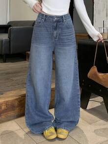 DAZY Women's Casual Daily Denim Jeans With Pocket, Button And Patchwork Fall - Blue - View 9