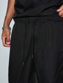 Modcrash Mens Colorblock Polo Shirt And Pants Set, Short Sleeve Half Zip Top With Long Zipper Pants For Spring Summer - Black - View 7