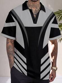 Gym Rark Men's Summer Casual Colorblock Patchwork Short Sleeve Polo Shirt, Gym - Multicolor - View 1