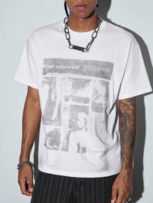 Modcrash Men's Vintage Street Style White T-Shirt With Retro Photo Graphic Print - White - View 1