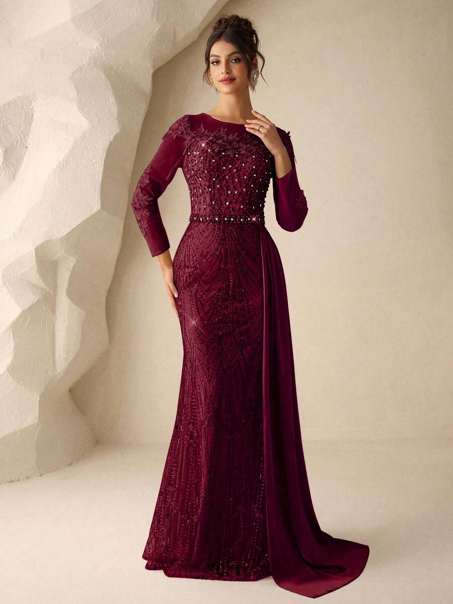 Coutiva Elegant And Luxurious Pearl Rhinestone Embroidered Lace And ...