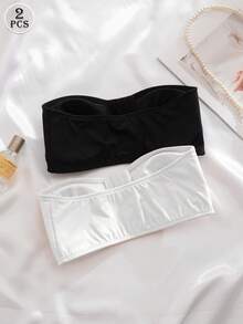 SHEIN 婚禮 2件/組 多色女款內衣 前扣式 聚攏加厚胸墊內衣 - 黑與白 - 查看 4