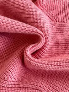 SHEIN 女嬰粉色刺繡蝴蝶結針織毛衣，精緻可愛套頭上衣，柔軟秋冬款，聖誕萬聖節幼兒日常旅行穿搭 - 藕粉色 - 查看 4
