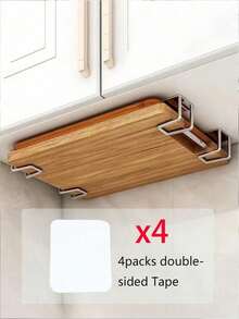 1/2/3/4/8/12 PIEZAS Estante de almacenamiento de cocina de acero inoxidable plateado Estante autoadhesivo para el fregadero Entrada Sala de estar Baño Artículos esenciales para el hogar - Plateado - Ver 14