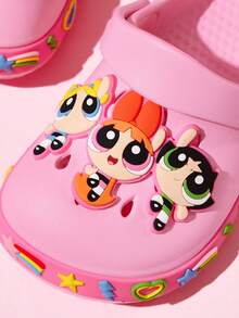 THE POWERPUFF GIRLS X SHEIN Girl Cute Cartoon Children's Slippers, Suitable For Infants And Young Children, Light And Durable EVA Material, Can Be Worn Indoors And Outdoors - Dusty Pink - View 2