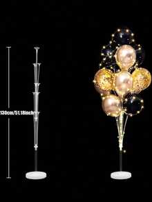 1/2 Buah Set Tiang Penyangga Balon Berdiri Bebas, Penahan Kokoh untuk Banyak Balon, Pernikahan, Ulang Tahun, Wisuda, Pesta, Perjamuan, Liburan, Acara, Dekorasi Rumah - Satu ukuran cocok untuk semua. - View 2