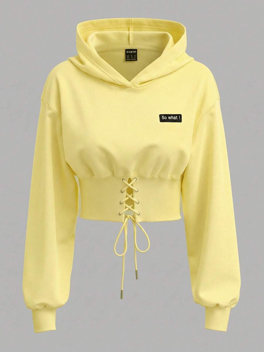 SHEIN EZwear 白色針織女款運動衫,秋冬長袖上衣,黃色女款運動衫 - 鵝黃色 - 查看 1