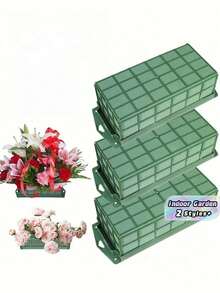 4件/6件組方形泡沫花托壁飾掛盒 長方形花藝架 桌上中心裝飾品 適用婚禮、聖誕派對、居家花園室內裝飾 耐用禮品 - 綠色 - 查看 1