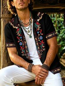 Alderstead Men's Floral Print Casual Versatile Daily Wear Shirt - Multicolor - View 6