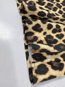Trelyra Women's Casual Fashion Commute Elegant Patchwork Chiffon Leopard Print Dress - Brown - View 3