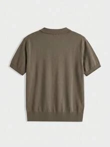 Manfinity VCAY Men's Casual Daily Short Sleeve Knit Top For Office - Khaki - View 2