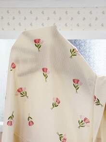 CottageSlumber Bata de mujer de largo medio con estampado de tulipán, bloques de color, patchwork y ribete de volantes - Multicolor - Ver 7