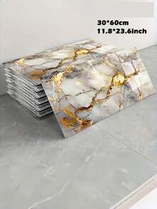 22Pcs 30Pcs 3D Marble Ceramic Tile Wall Sticker Thick Self Adhesive PVC Wall Panel Strong Backing Waterproof Peel And Stick For Kitchen Bathroom Living Room Splashback Renovation Home Decor Removable Wallpaper - multicolor - View 8