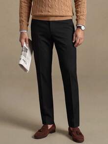 Lornavo Men's Fashion Versatile Commute Solid Color Suit Pants - Black - View 1