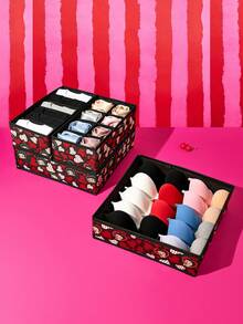 Betty Boop x SHEIN Betty Doll Printed Fabric Drawer Storage Set, Multi Size Closet Storage Box With Divider, Foldable Underwear And Sock Storage, Suitable For Wardrobes And Dresses, Cute Pattern Design - Multicolor - View 2