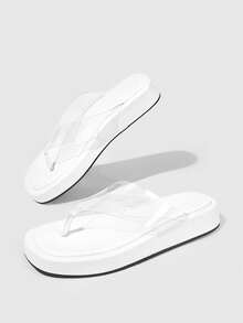 HighSole 春夏新款女款露趾厚底增高涼鞋，適合購物、海邊度假 - 透明白色 - 查看 3