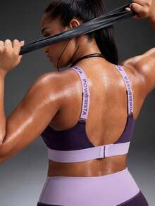 Powerista Women's Plus Size Summer And Spring Purple Color Sculpt Performance Sports Bra With Breathable Mesh Detail And Wide Straps Suitable For Sport And Gym - Purple - View 2