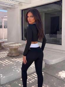 SHEIN Sports Legging Atletik Pinggang Tinggi Colorblock Wanita Musim Semi/Panas 2026 - MultiWarna - View 3