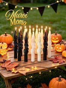Muroi Mono 10/2/1 pièce, Bougie parfumée longue en forme de fantôme pour Halloween, Décoration d'ambiance amusante et créative, Bougie en cire de soja faite à la main en forme de momie blanche, Idéale pour les fêtes d'Halloween, la décoration de la maison & les cadeaux de fête - Bougie fantôme - Voir 5