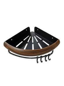 1PC No-Drill Wall-Mounted Triangular Storage Rack, Imitation Walnut Wood Waterproof Bathroom Triangular Storage Rack, Multifunctional Home Kitchen Space Saving - Multicolor - View 8