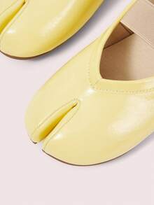 CUCCOO DOLLMOD Women's Ballet Flat Split Toe Tabi Elastic Strap Slip On Solid Color Casual Daily Yellow - lemon yellow - View 4