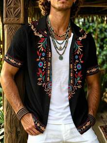 Alderstead Men's Floral Print Casual Versatile Daily Wear Shirt - Multicolor - View 5