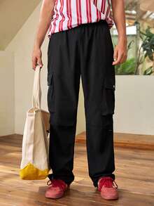 Whitmere Men's Lightweight Casual Outdoor Cargo Pants, Multi-Pocket Simple Fashion Long Trousers, Summer - Black - View 5
