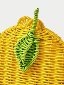 SHECARRY Women's Fashion Personalized Fun Lemon Shape, Summer Vacation Seaside Beach Pure Hand-Woven Slash Shoulder Bag - Mist Green - View 3